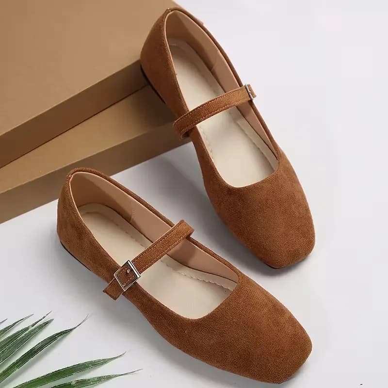 Women's Square Toe Mary Jane Flat Pumps