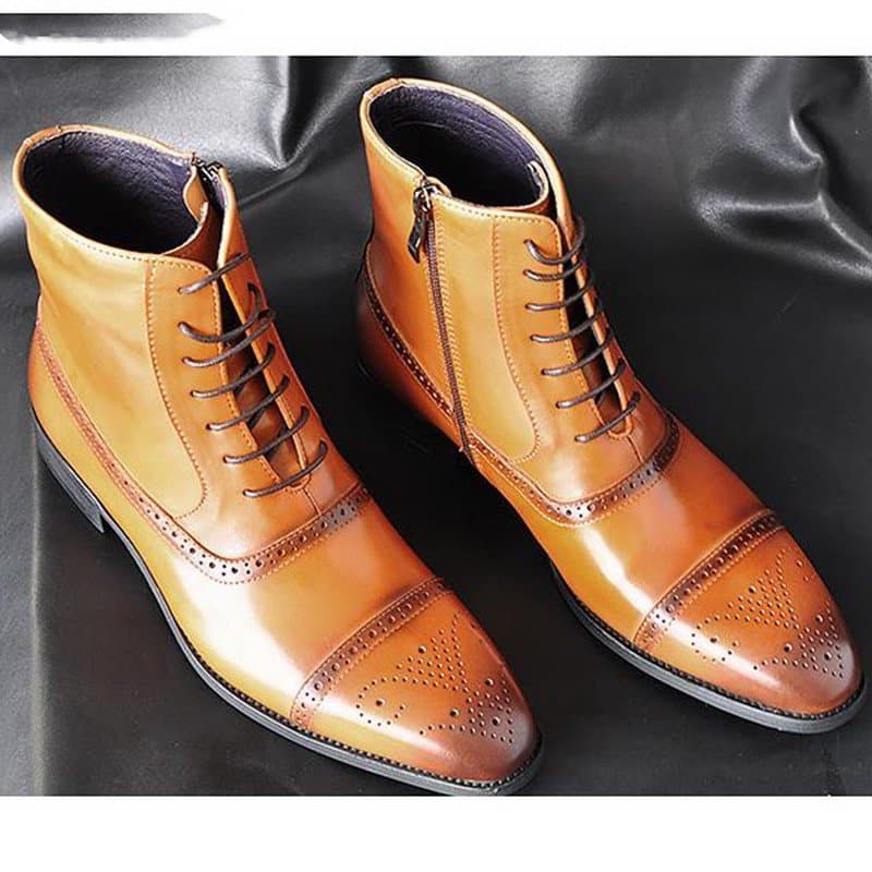 Men's Vintage Brown Winter Boots, Lined, Wide Sizes
