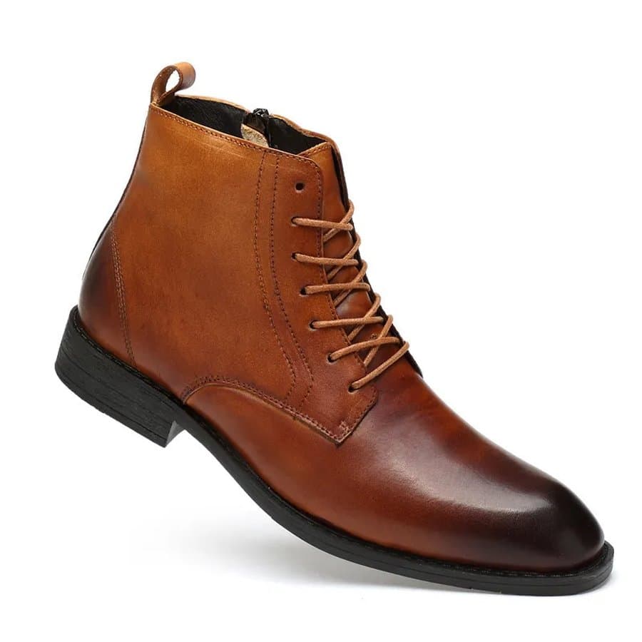 Men's High Top Martin Leather Boots, Cashmere Lined