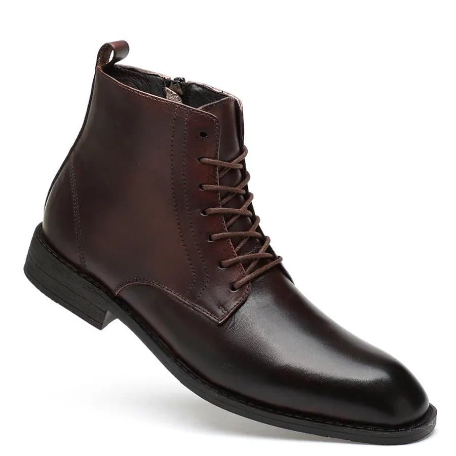 Men's High Top Martin Leather Boots, Cashmere Lined
