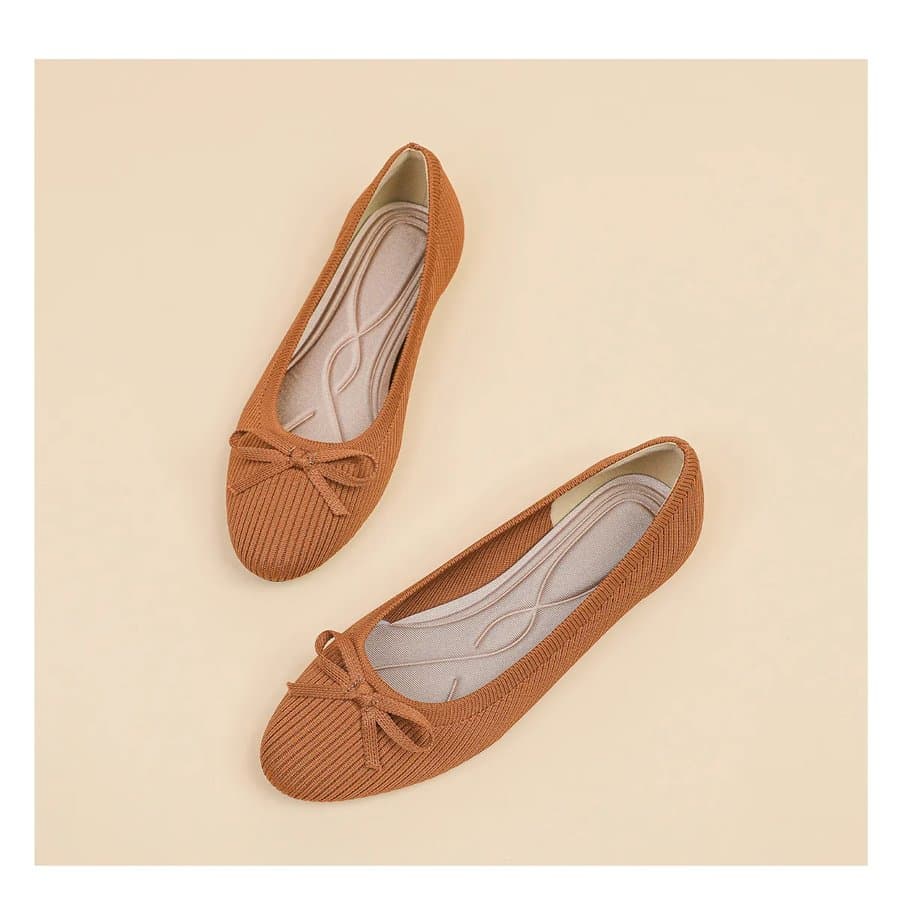 Women's Round Toe Bow Flat Pumps, Wide Sizes