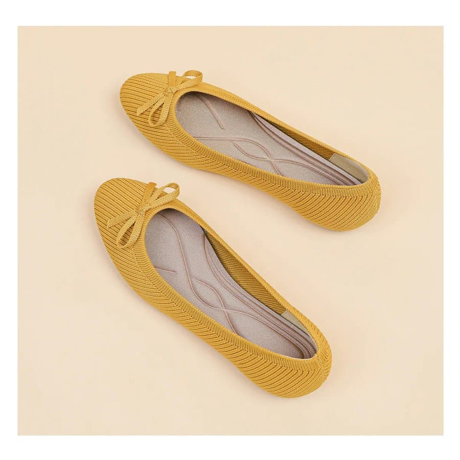 Women's Round Toe Bow Flat Pumps, Wide Sizes