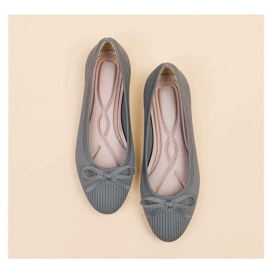 Women's Round Toe Bow Flat Pumps, Wide Sizes