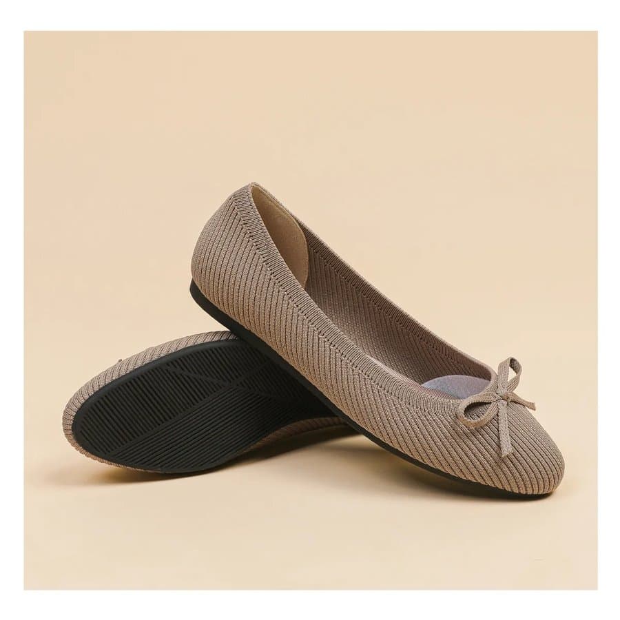 Women's Round Toe Bow Flat Pumps, Wide Sizes